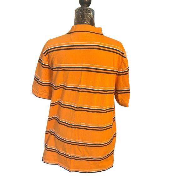Chaps 78 Golf Mens XL Orange/Navy Blue/White Striped Short Sleeve Polo Shirt - Picture 4 of 5